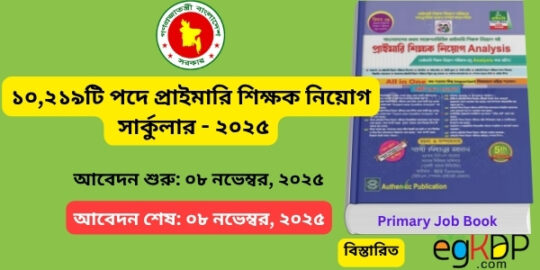 Primary School Circular 2025 pdf Download প্রাইমারি জব সার্কুলার ২০২৫ pdf